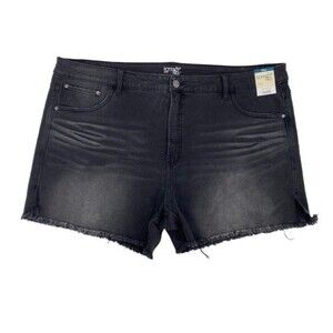 Terra & Sky Women's Black Jean Shorts Plus Size 26W Cut Off Stretch NEW